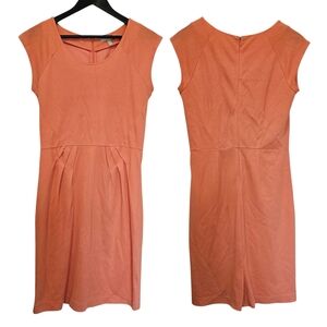 Banana Republic Coral Sheath Midi Dress Bateau Neckline Sleeveless